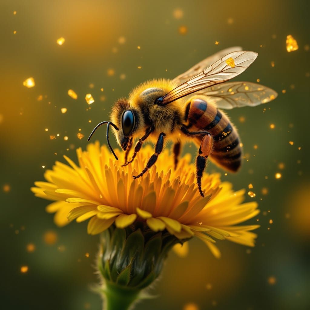 Mechanical Bee Pollinates Blossom in Crystalline Style