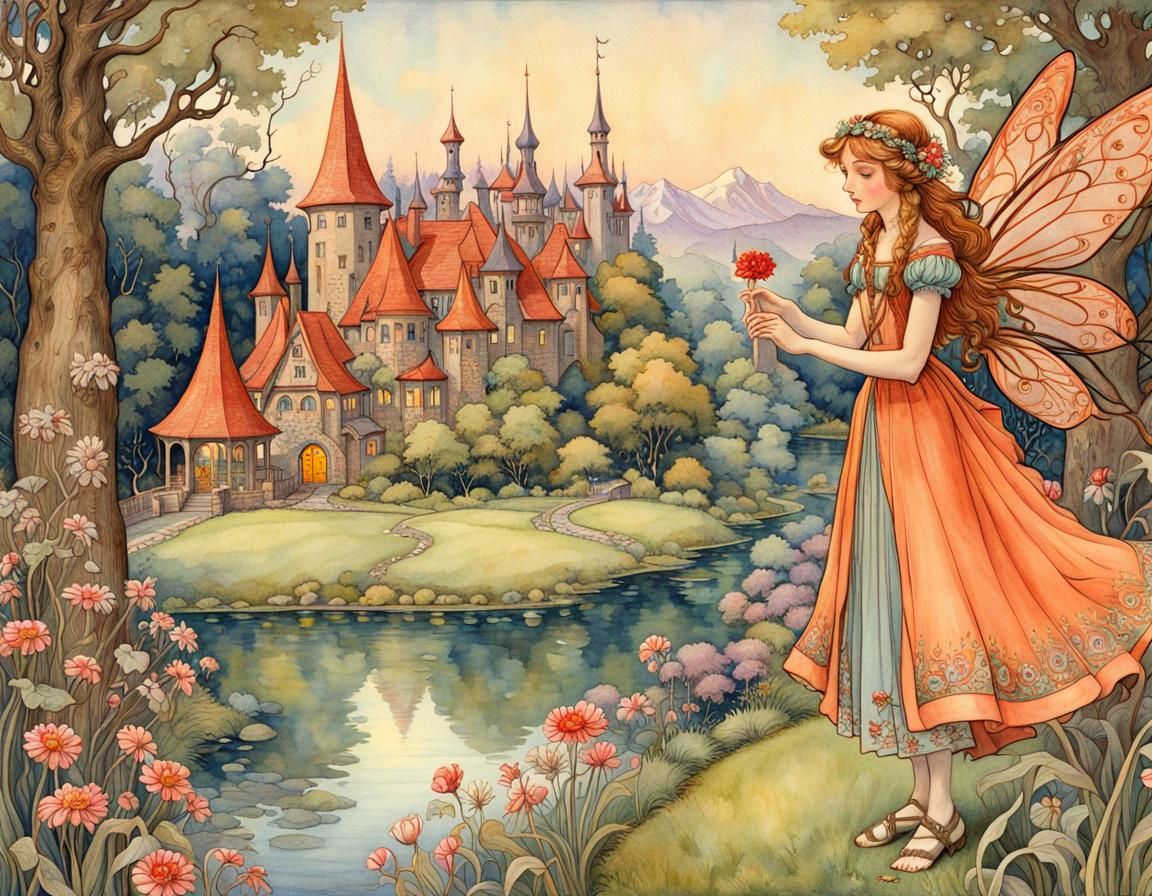 Enchanting Elf's Fairy Park: A Watercolor Illustration