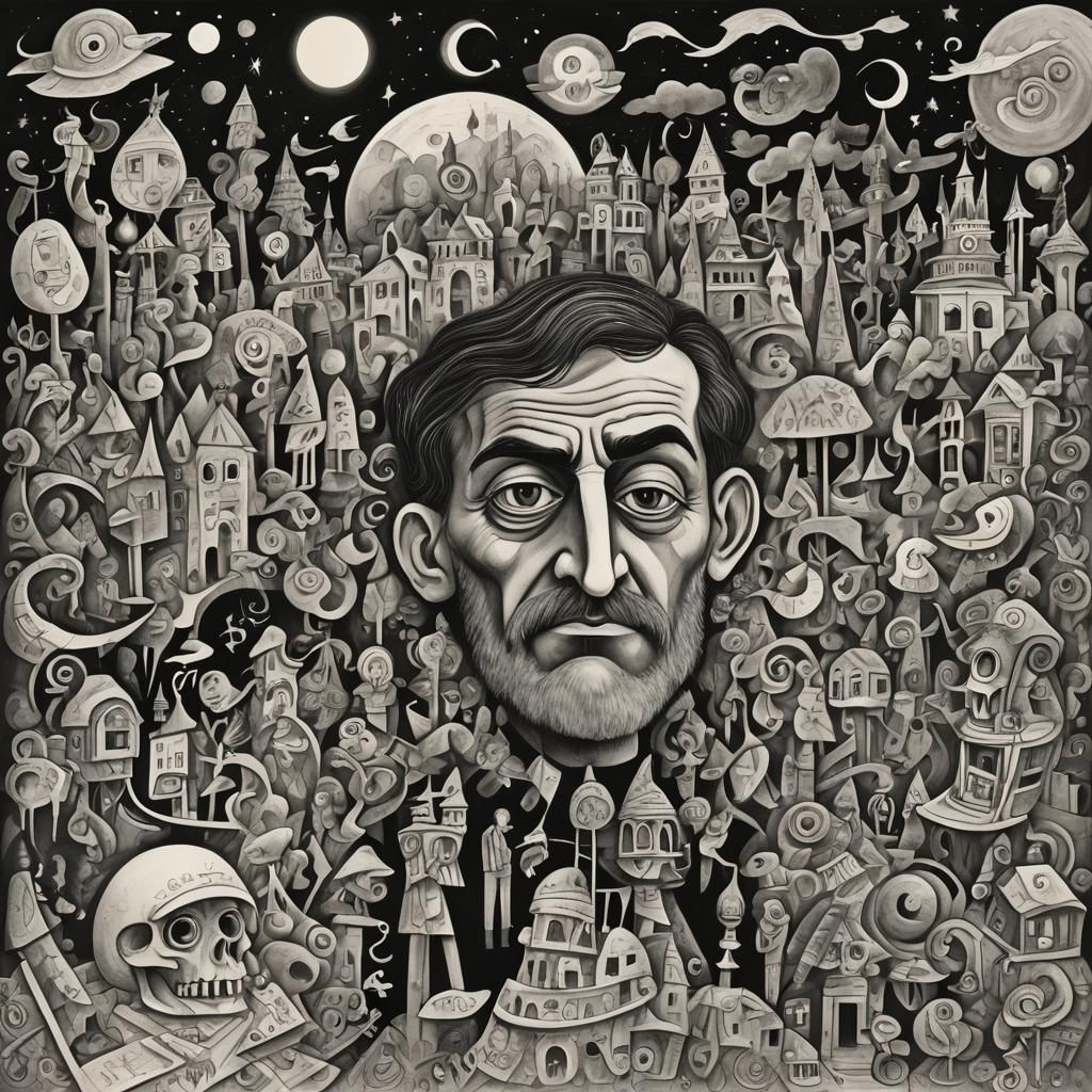 Whimsical Doodle World in Expressionist Style