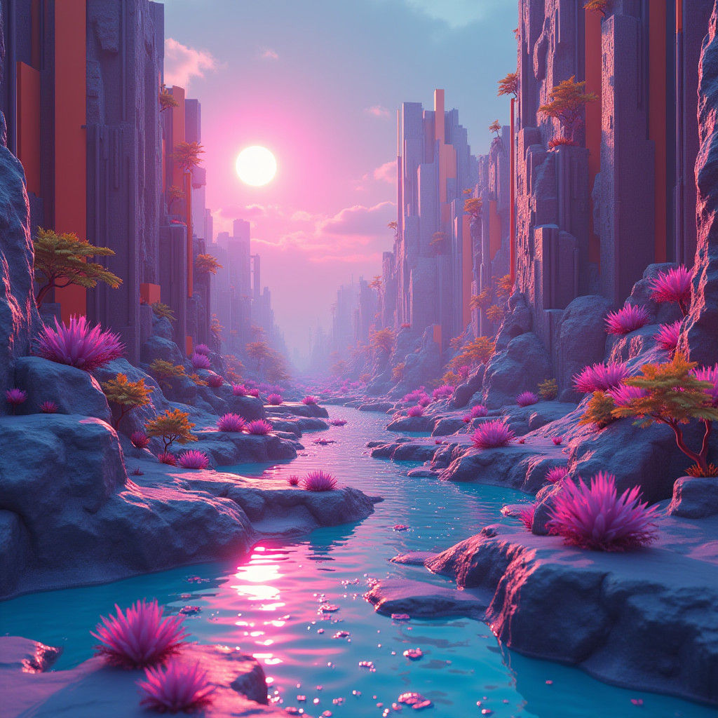 Luminescent 3D Art in Futuristic Style