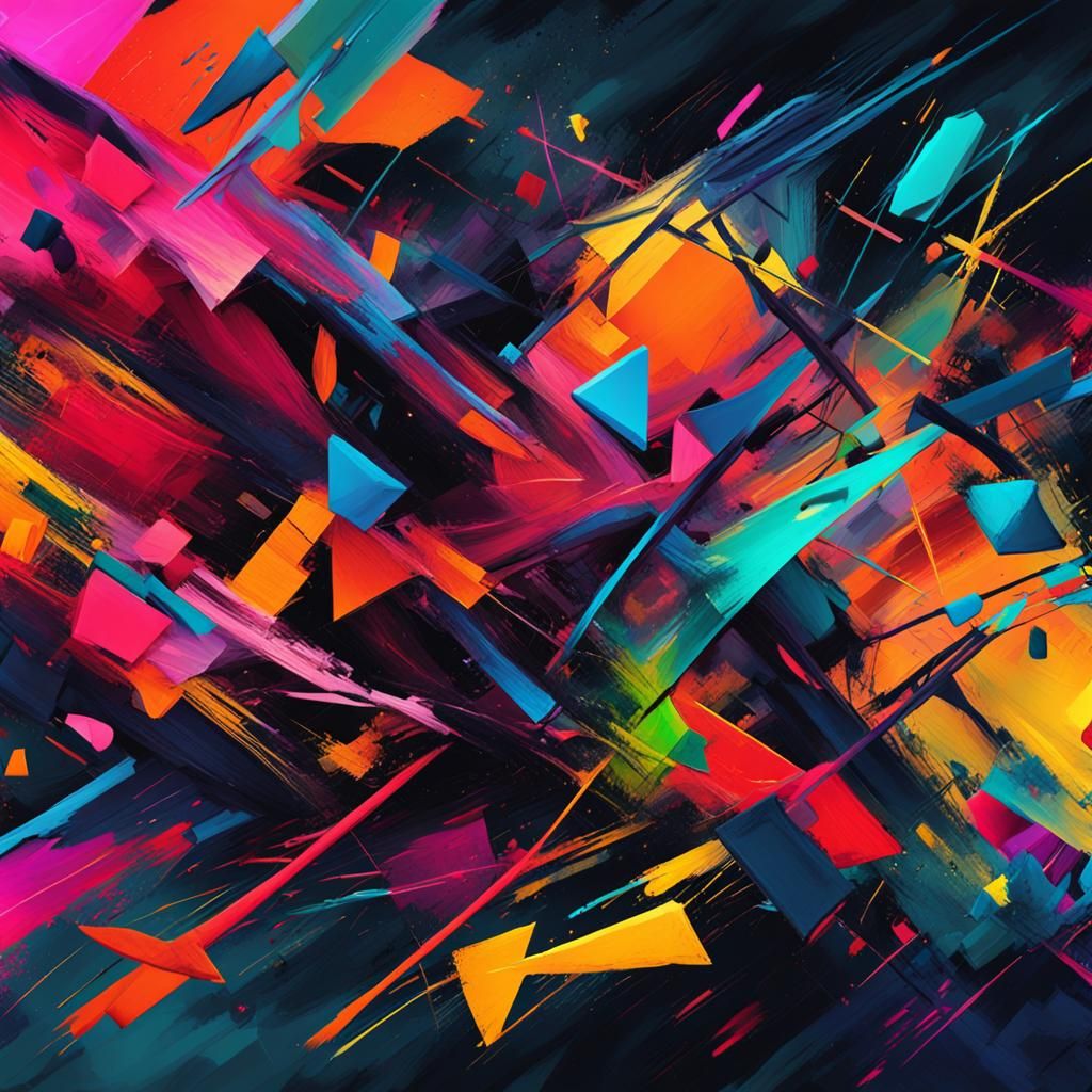 Abstract Expressionism in Vibrant Digital Art
