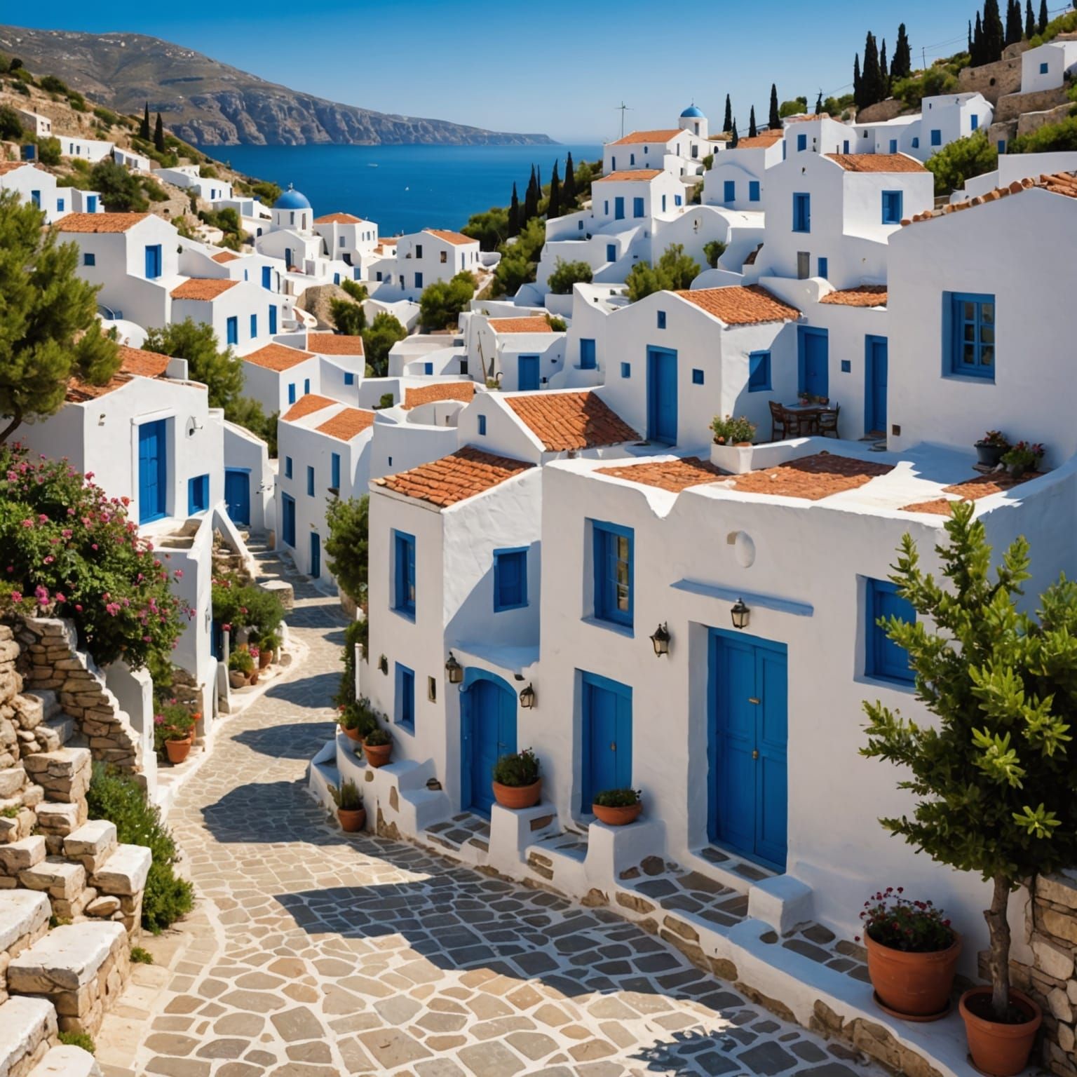 Charming Greek Village Scene