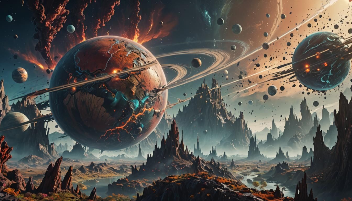 Planet in Flux: Detailed Fantasy Concept Art