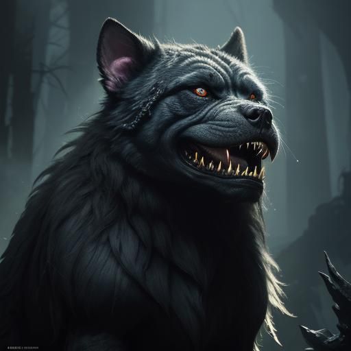 Terrifying Monster Dog Concept Art in Eerie Lighting