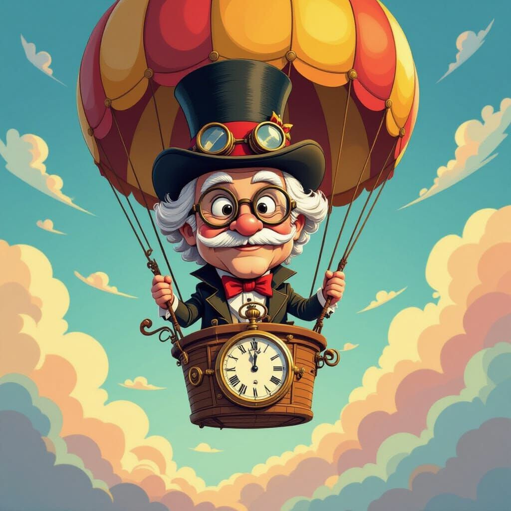 Anthropomorphic Thomas Jefferson Pilots Pocket Watch Balloon