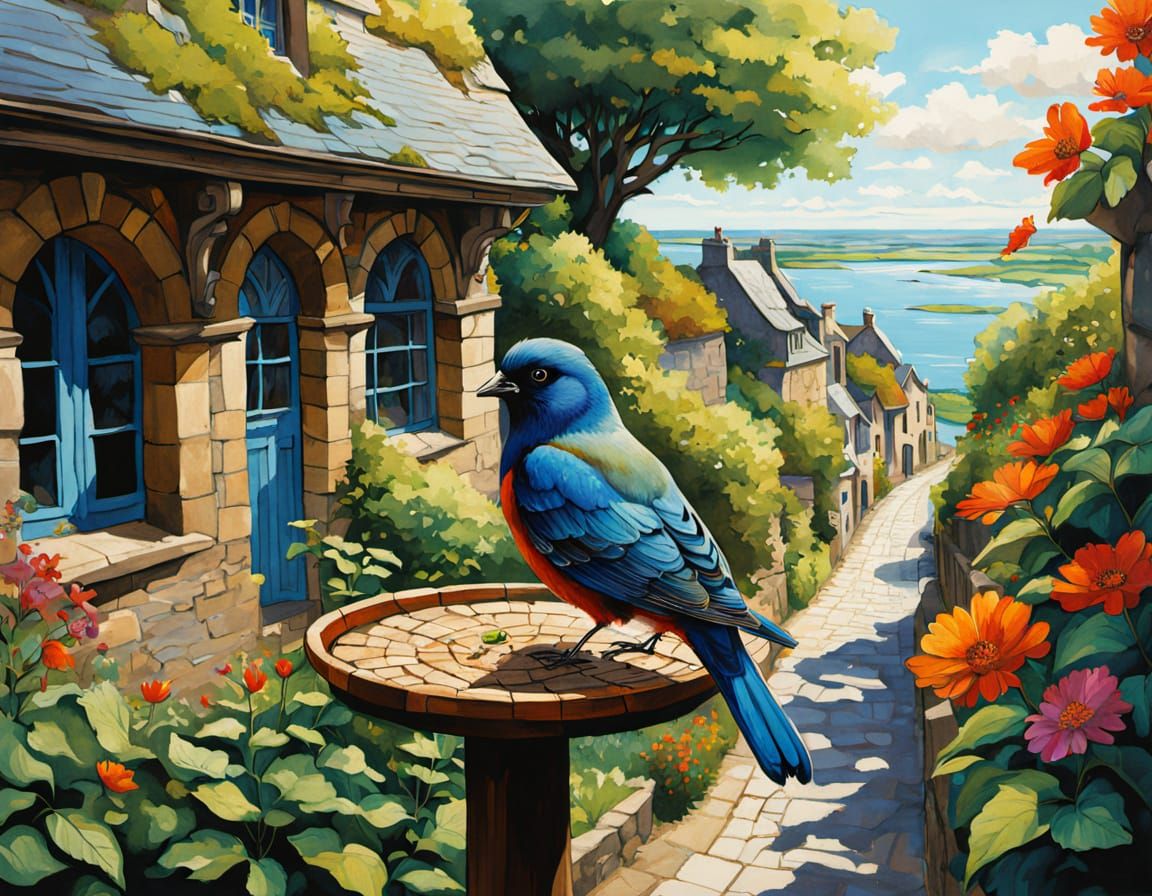 Bird's-Eye View of Mont St. Michel in Ink