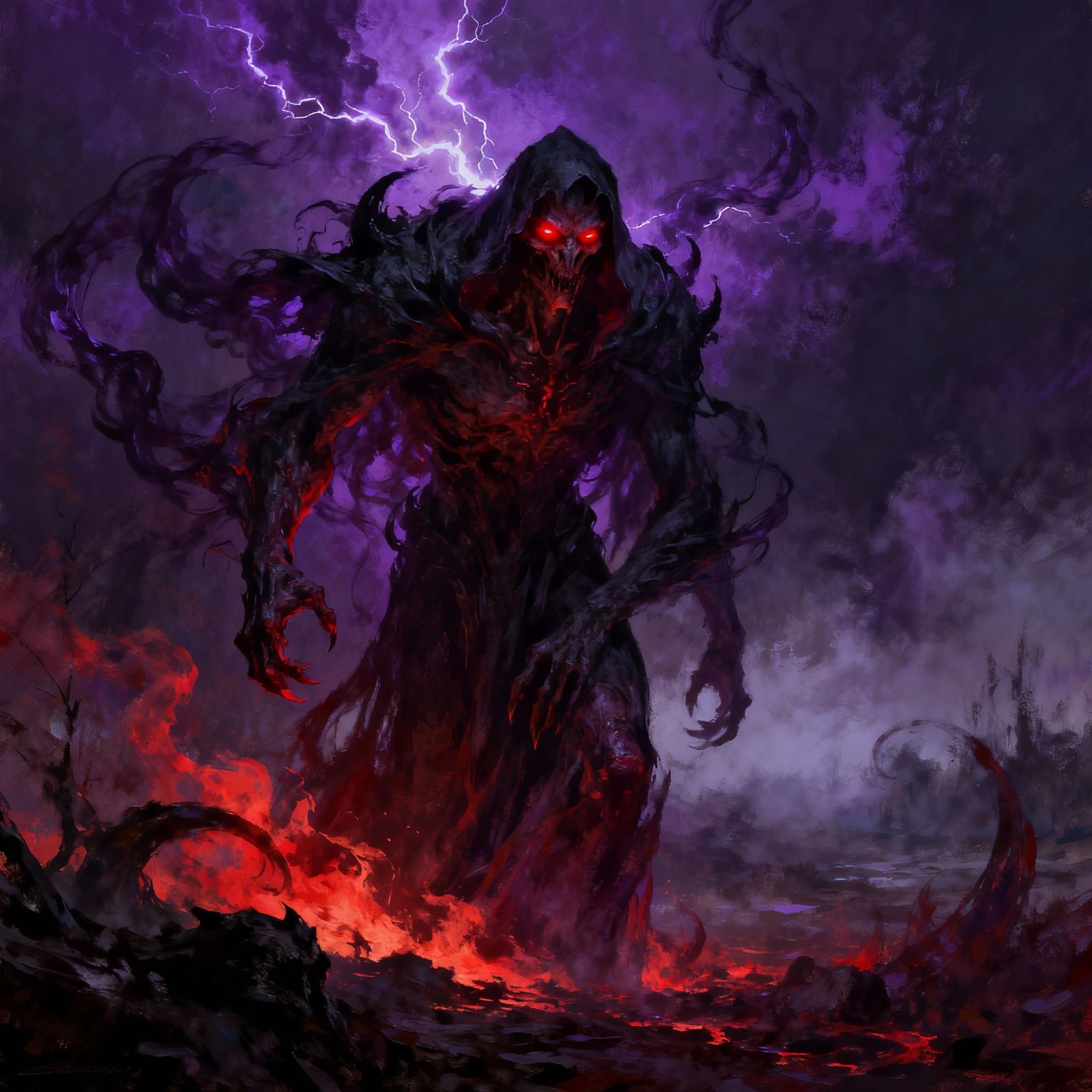 Demonic Nocturne Conjures Fear in Gothic Fantasy Art