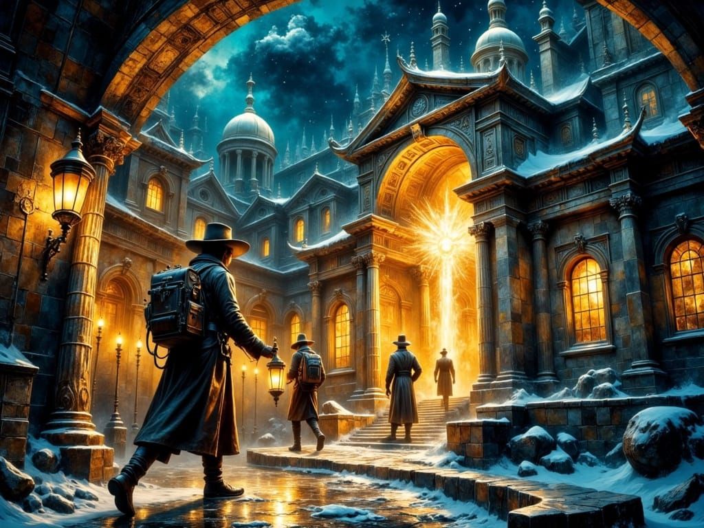 Explorers in Ancient Tomb: Fantasy Concept Art