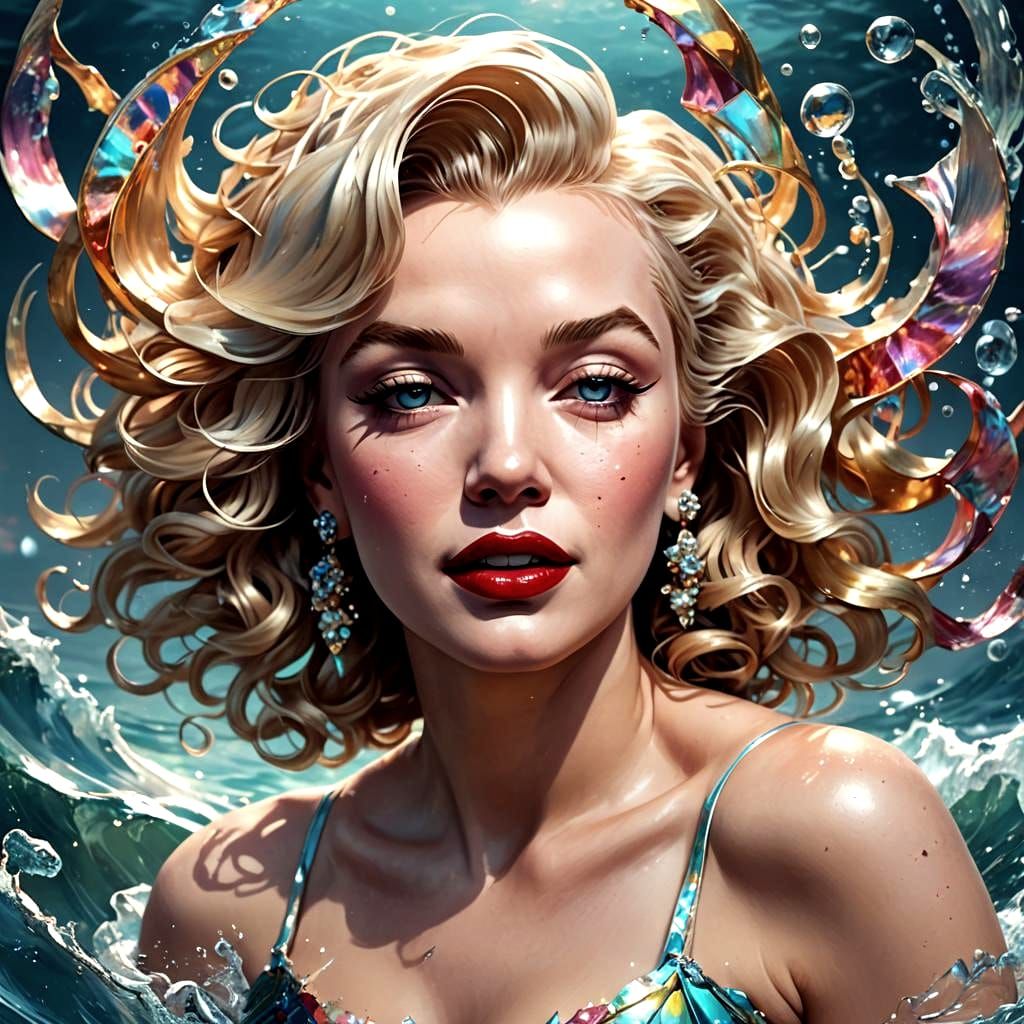 Marilyn Monroe as Mermaid, Art Nouveau Portrait