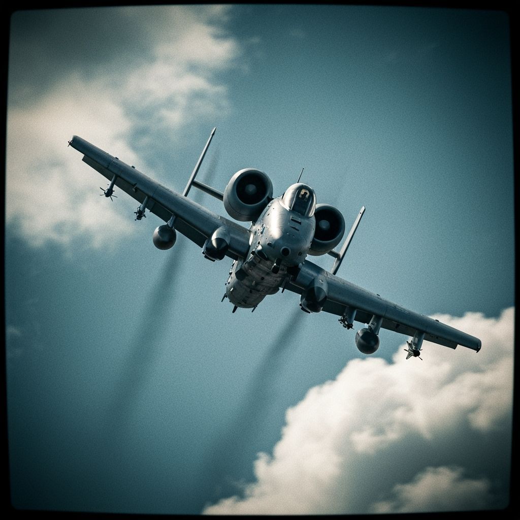 A-10 Warthog Banking Sharply in Dramatic Sky