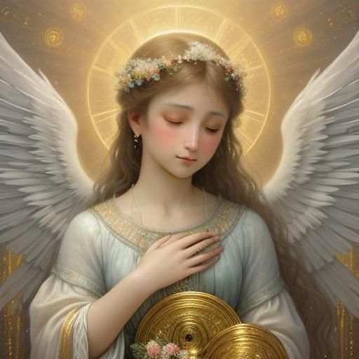 Angel Weeping Tears of Light: Ethereal Digital Art