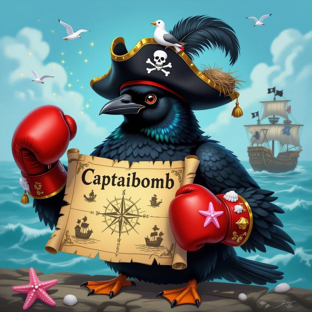 Pirate Bird Warlord with Treasure Map