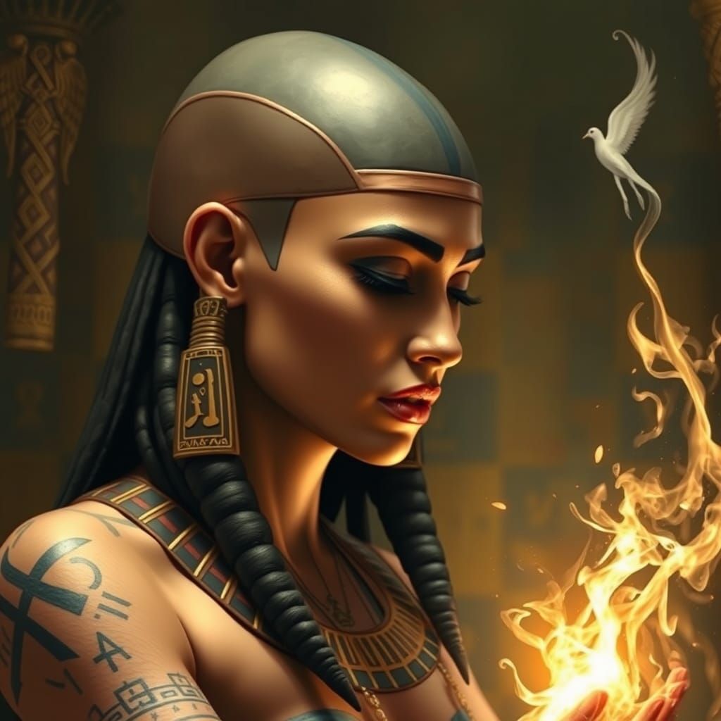 Isis Resurrects Osiris with Magic: Digital Art