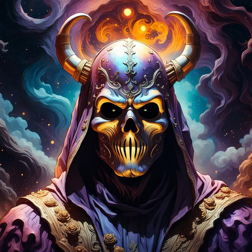 Ghostface Demon Mask in Dark Fantasy Realism