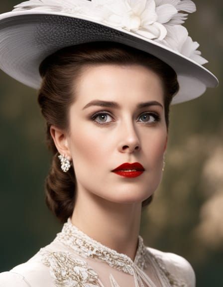 Elegant Lady in Fancy Hat, Classic Movie Style