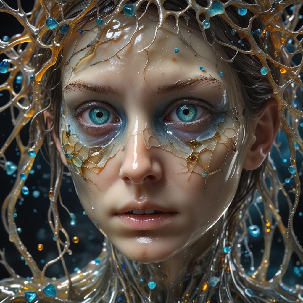 Venetian Glass Face Encased in Resin