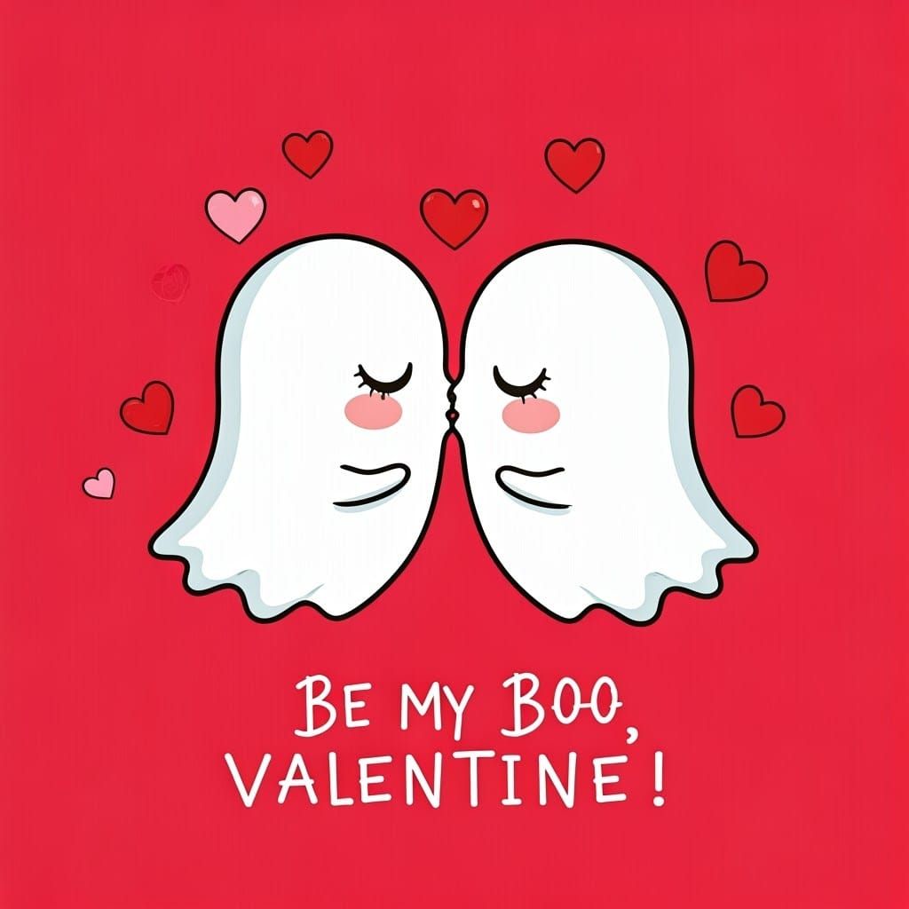 Chibi Ghost Couple Valentine's Day Card