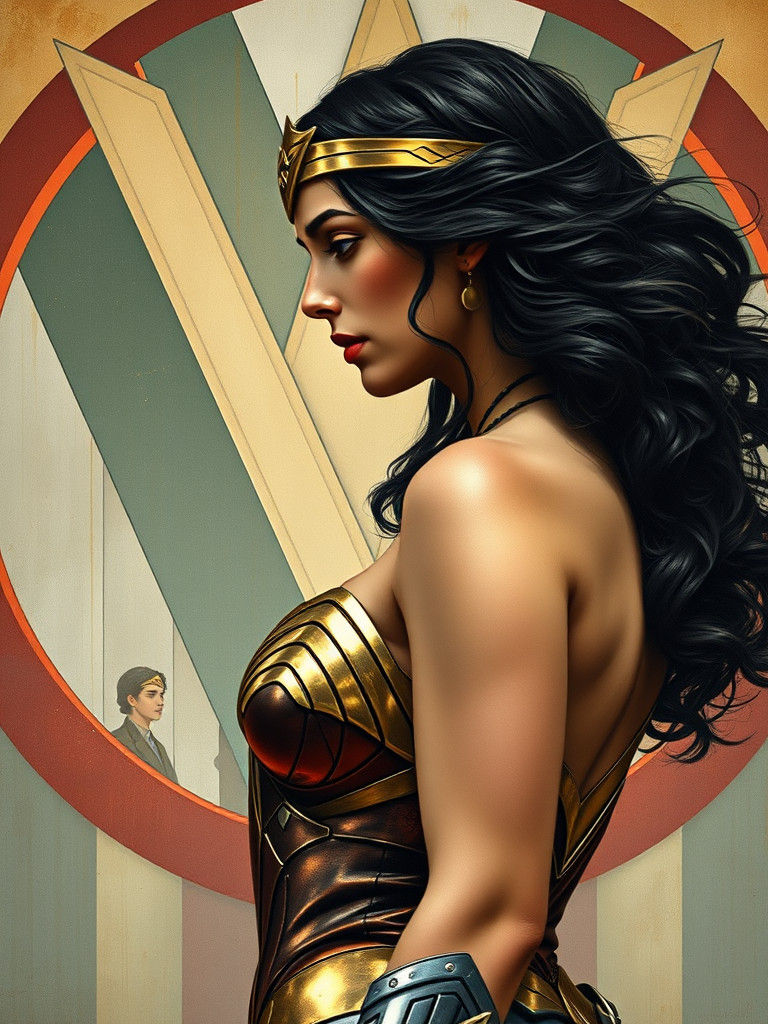Wonder Woman Profile in Art Nouveau Style