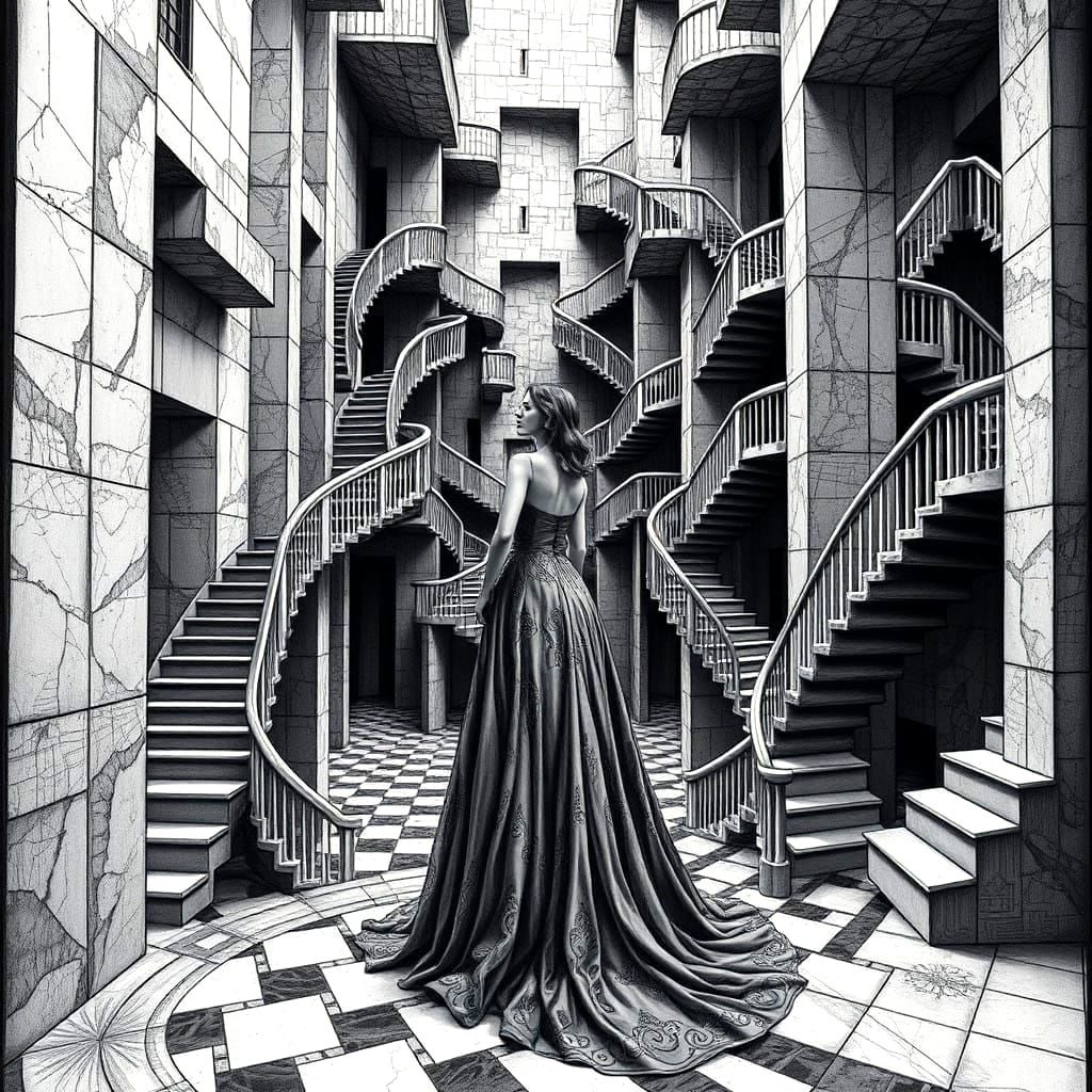 Escher-Inspired Dimensional Maze