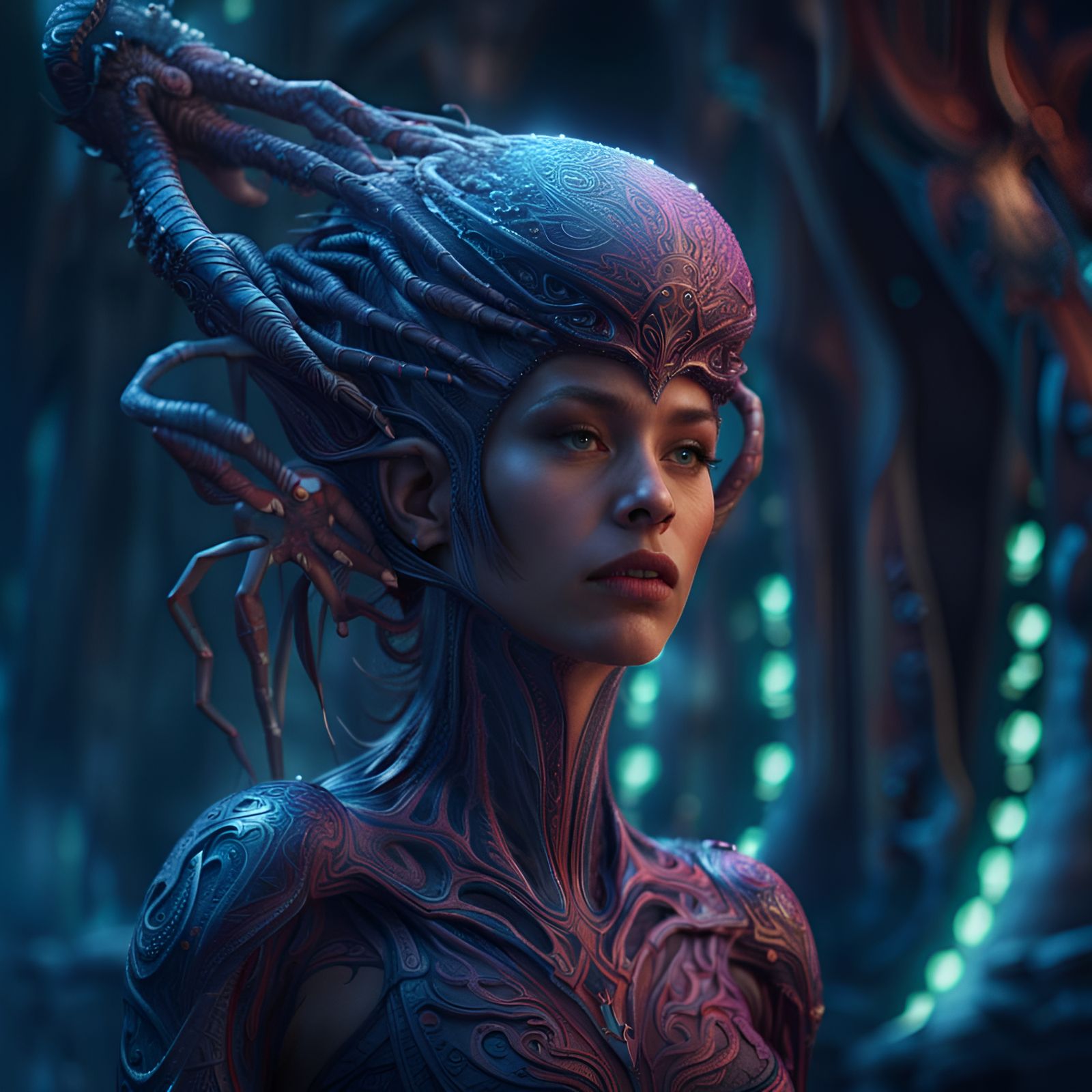 Fantasy Alien Woman in Detailed Matte Painting