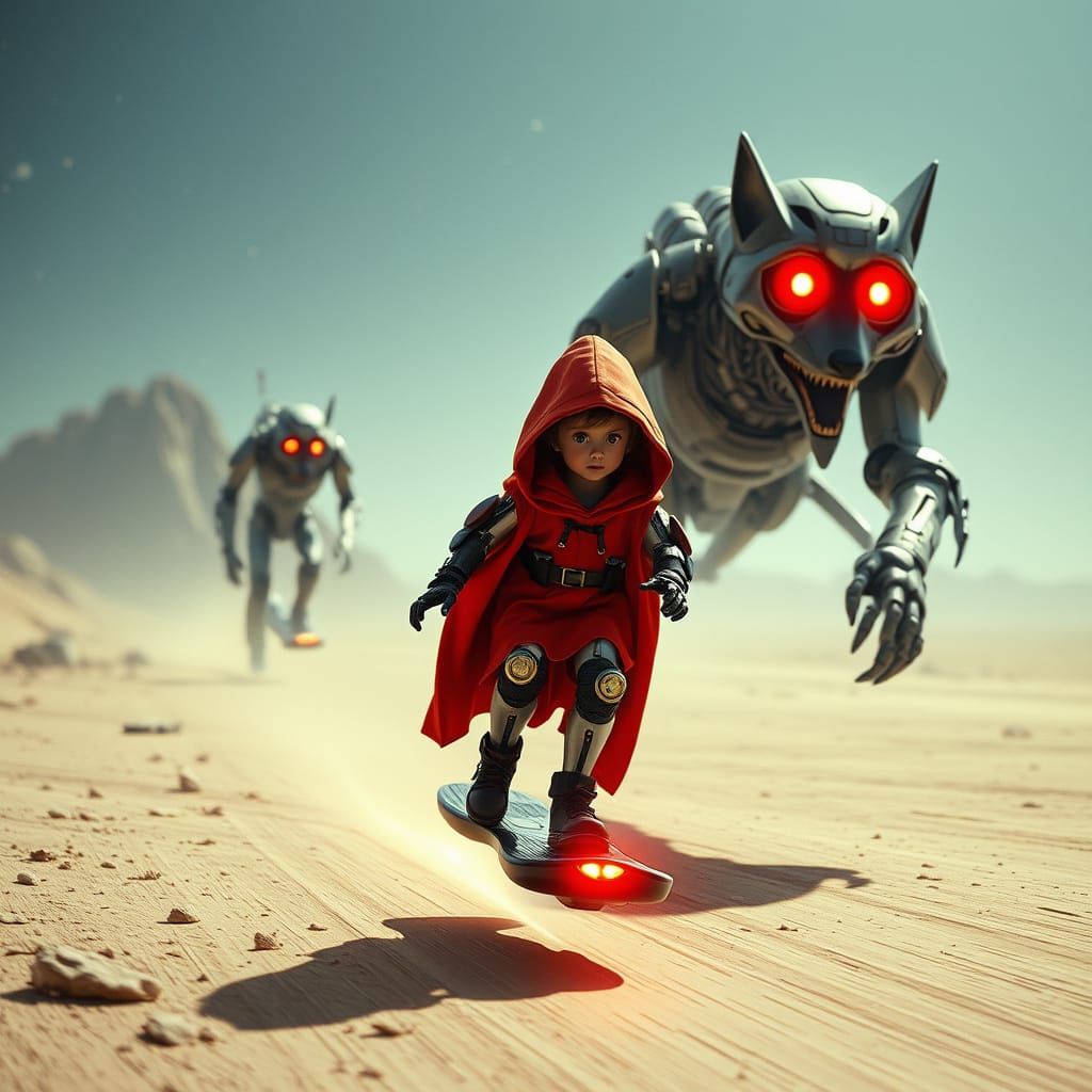 Little Robot Riding Hood in Sci-Fi Galaxy