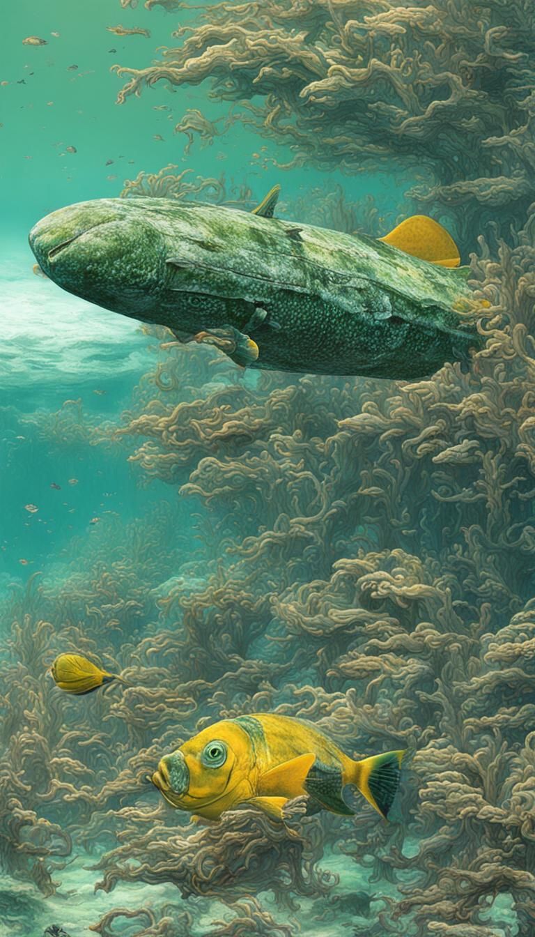 Enchanting Shipwreck in Green Ocean Depths