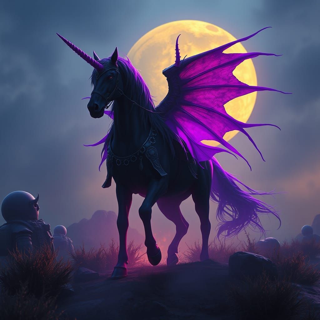Gothic Centaur in Spooky Dark Fantasy Landscape
