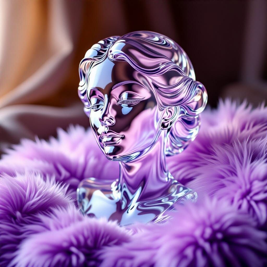 Art Nouveau Glass Woman Portrait