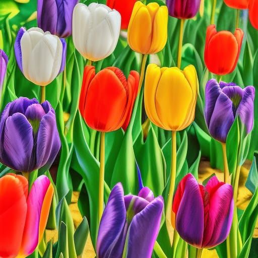 Heart-Shaped Tulip Field in Bloom