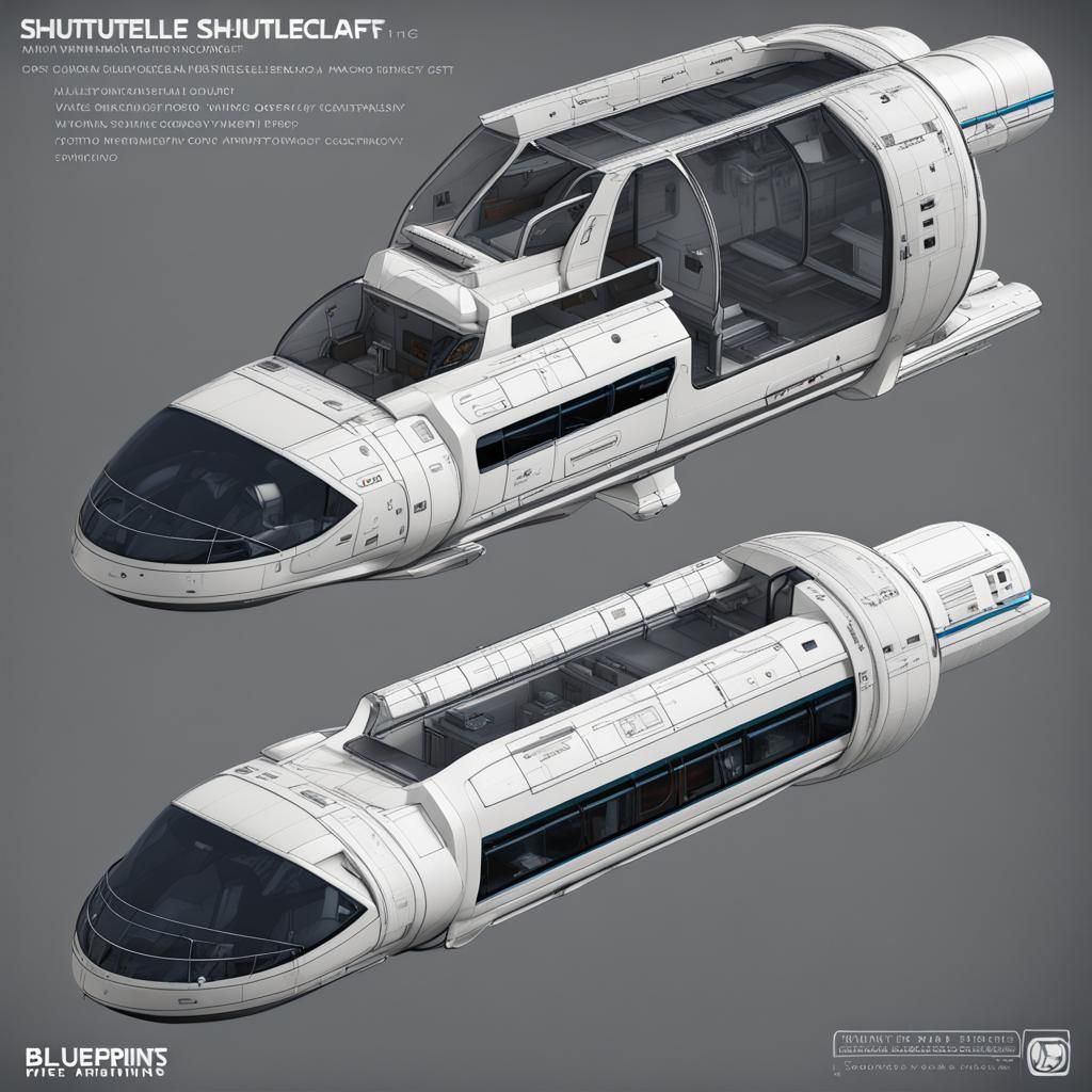 Shuttlecraft Blueprint Concept Art in 8k