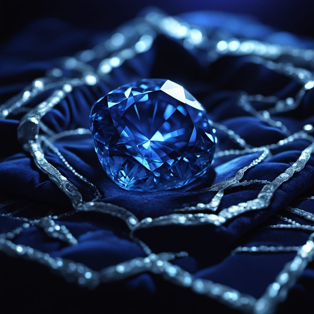 Glowing Sapphire Gemstone on Velvet Cushion