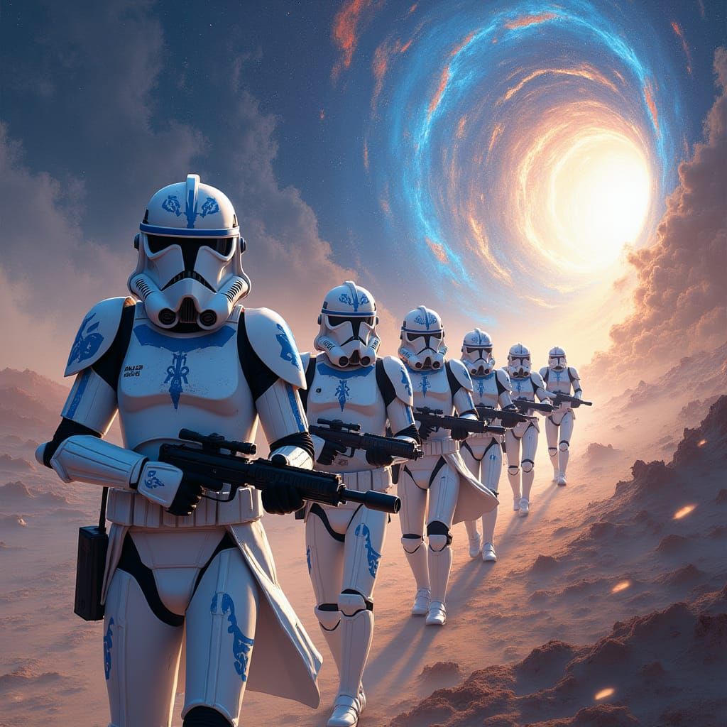 Clone Troopers Marching Toward Cosmic Battle: Holographic Il...