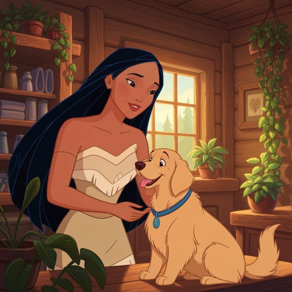 Pocahontas as Veterinarian in Disney Art Style