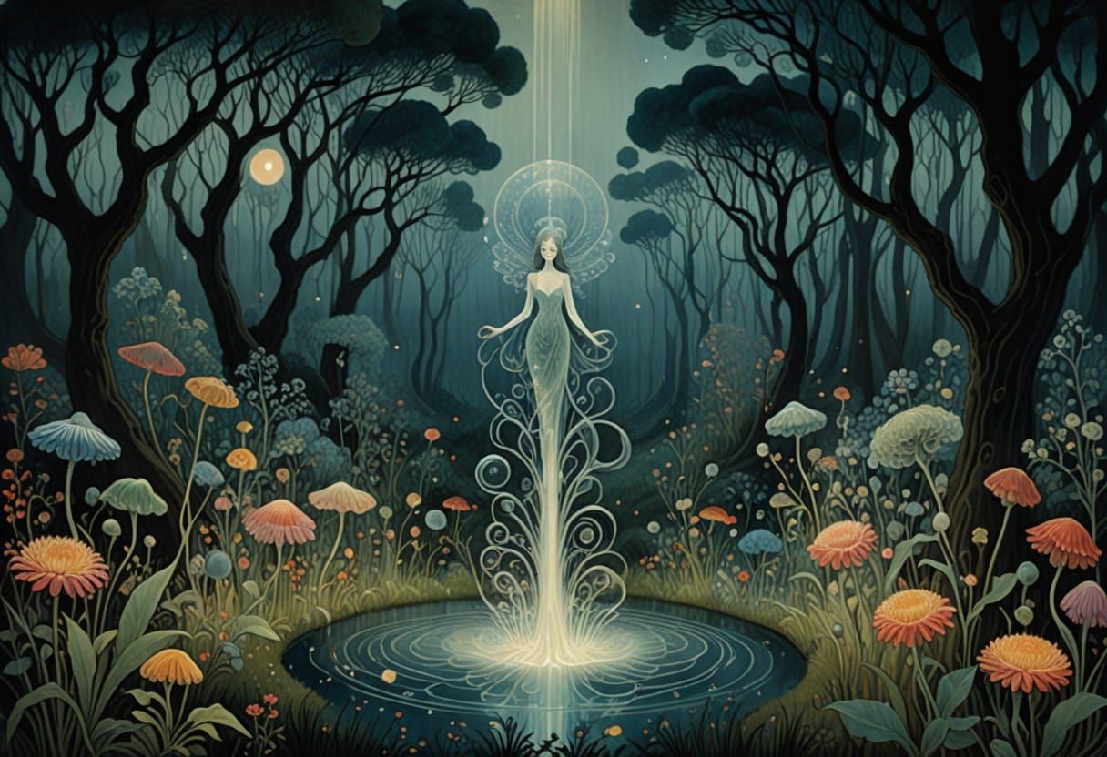 Whimsical Light Fountain in Naif Style