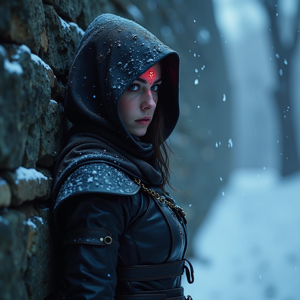 Halfling Assassin in Misty Winter Twilight: Digital Matte Pa...