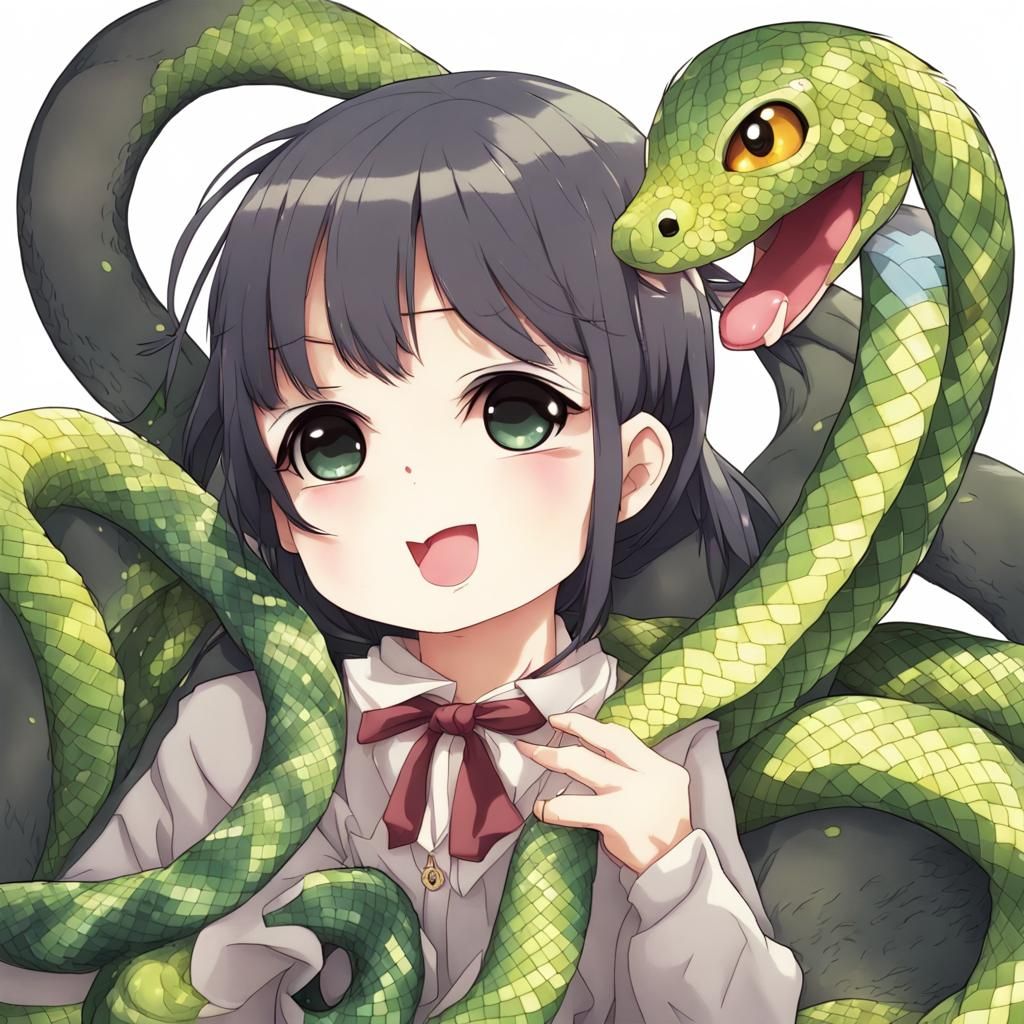 Cute Snake in Anime Style