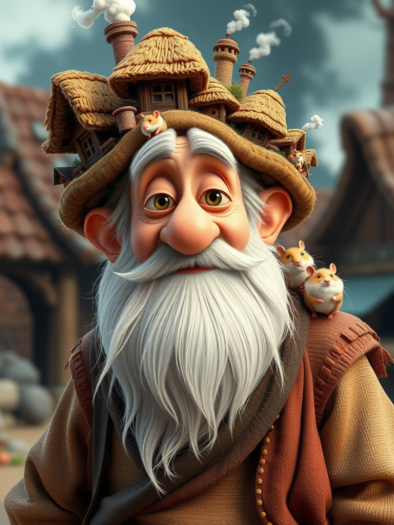 Village Hat: Whimsical 3D Cartoon Character