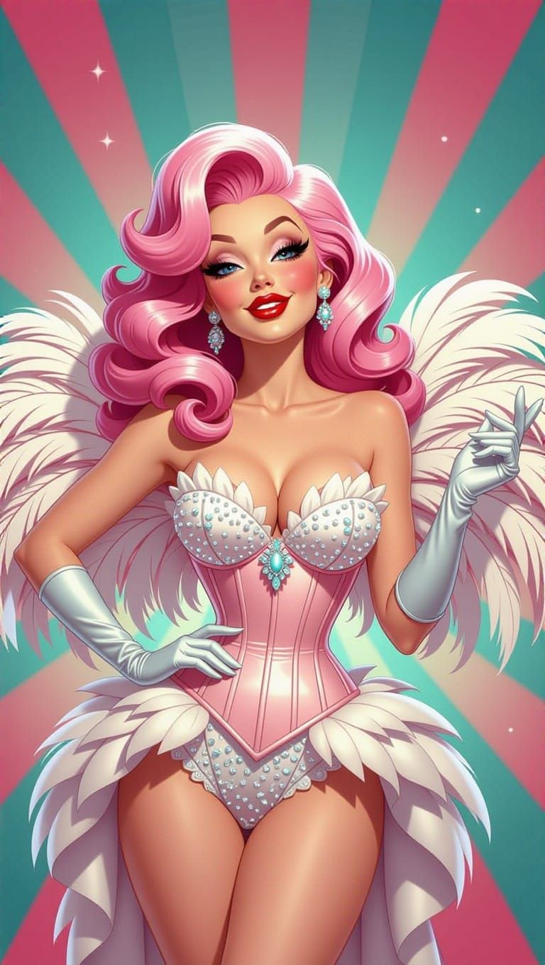 Art Deco Bombshell in Cartoon Style