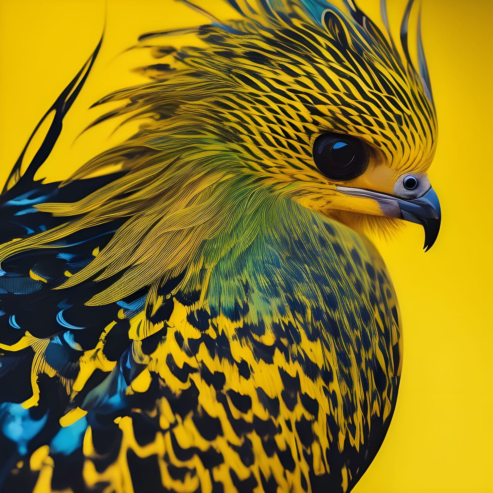 Lemon Hawk Portrait in Gouache Illustration Style