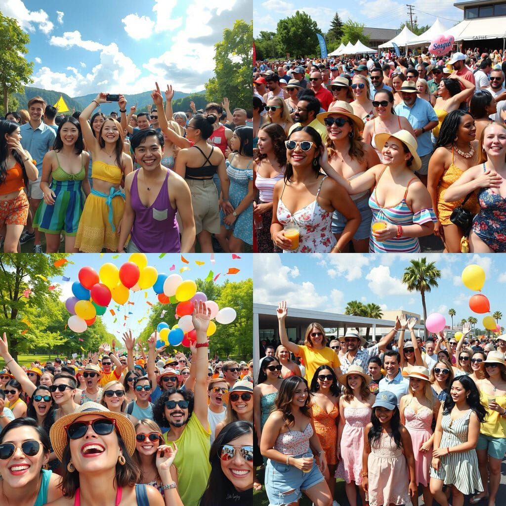 Joyful Crowd Celebrates Summer Together