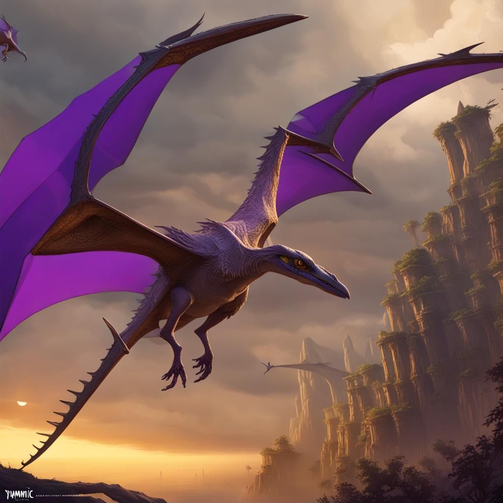 Pterosaurs Soaring in Dark Fantasy Art