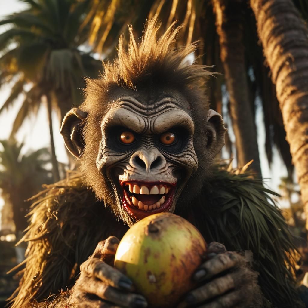 Zombie Monkey Clowns in Palm Tree: Film Noir Style
