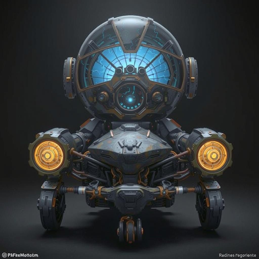 Colossal Neon Mecha in Apocalyptic Sci-Fi Landscape