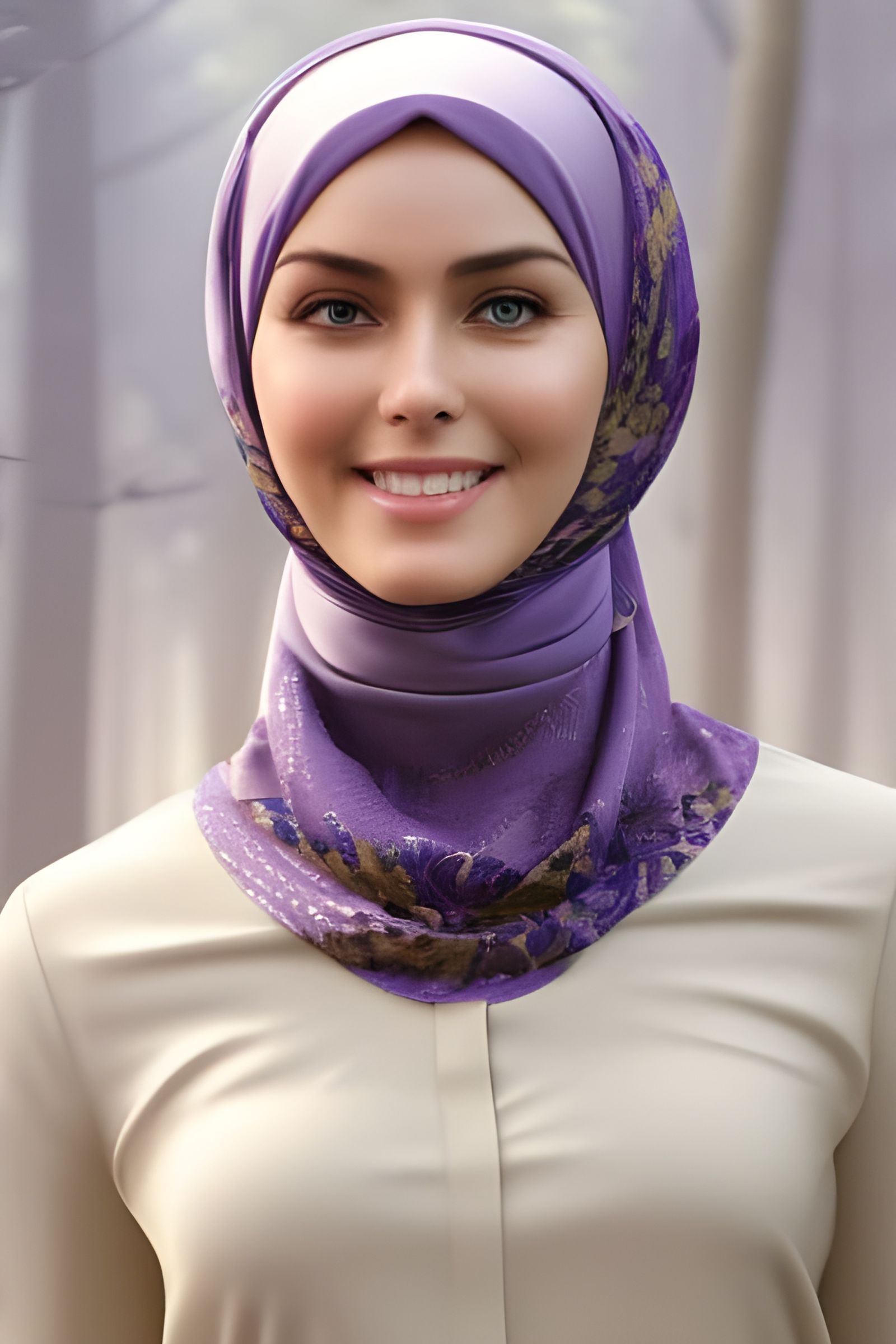 Woman in Hijab Portrait, Hyperdetailed Digital Art