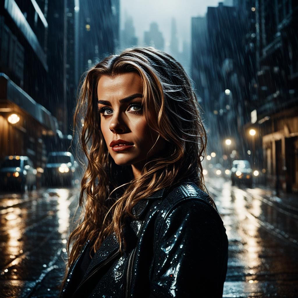 Hyper-Realistic Portrait of Woman in Cityscape