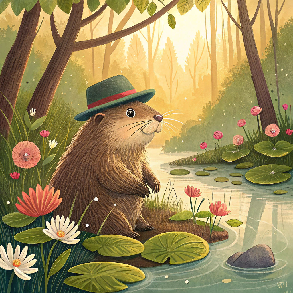 Beaver in Fedora Hat, Beatrix Potter Style