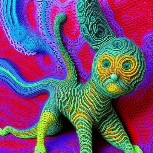 Surreal Hybrid Animal in 3D Crochet Art