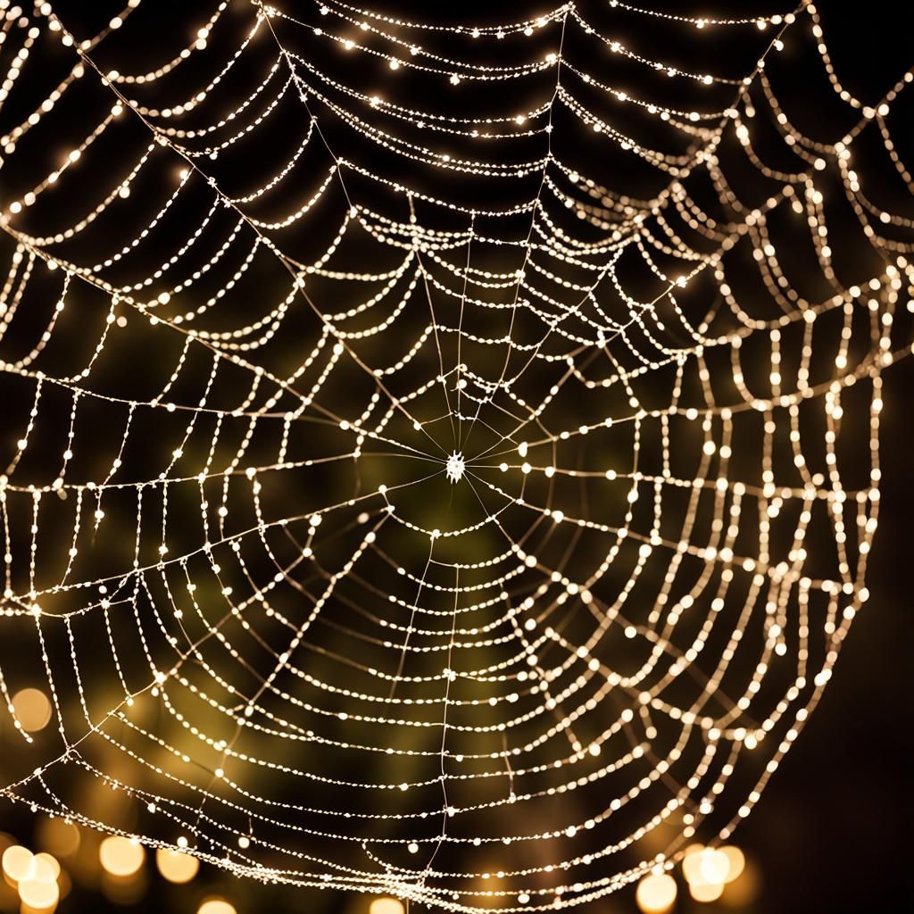 Christmas Spiderwebs Aglow with Holiday Lights