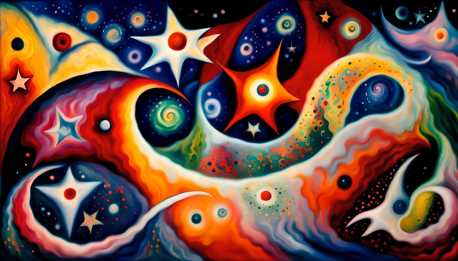 Stars Forming in Space as Impasto Oil Painting