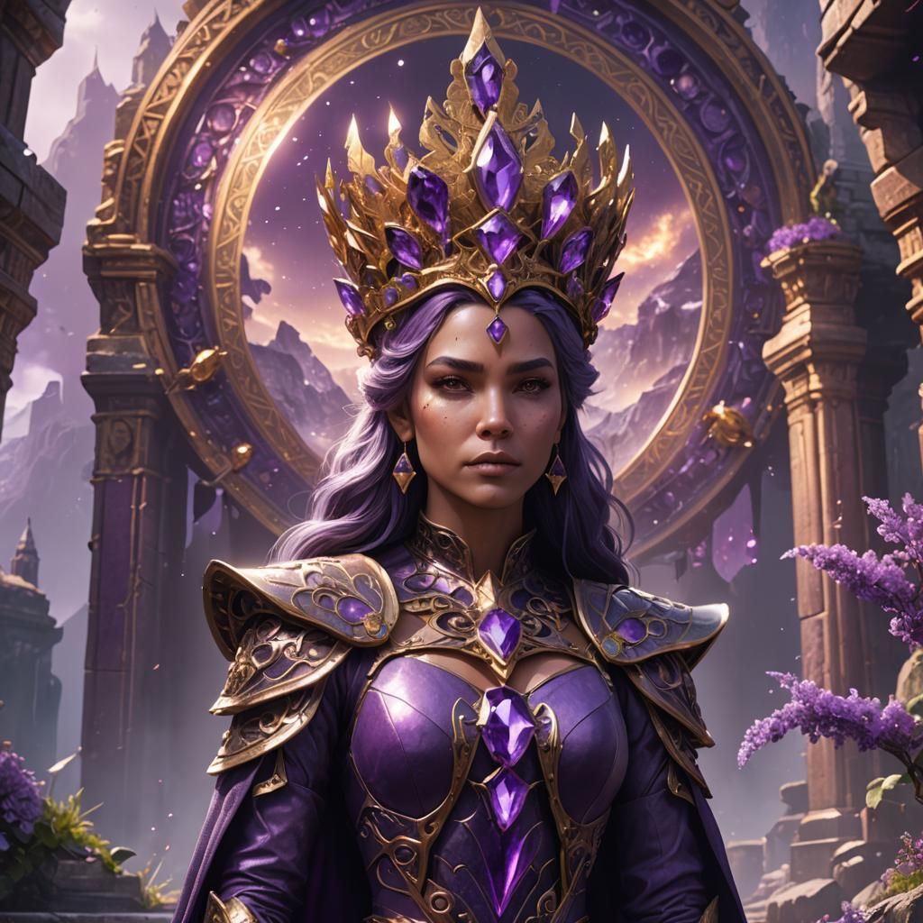 Amethyst Queen in Detailed Fantasy Concept Art